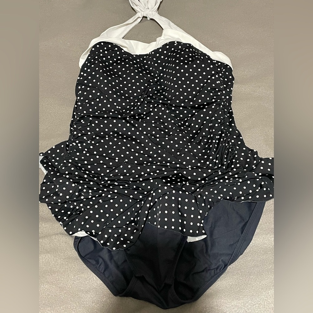 Ralph Lauren Black and White Polka Dot Swimsuit
